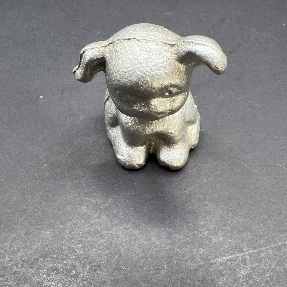 Vintage Hines Pup‎ Cast Aluminum Advertising Figure Paperweight Incised Letters